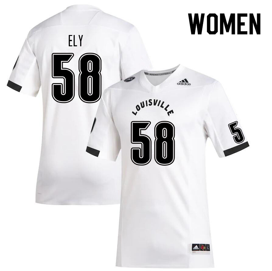 Women #58 Charlie Ely Louisville Cardinals College Football Jerseys Sale-White